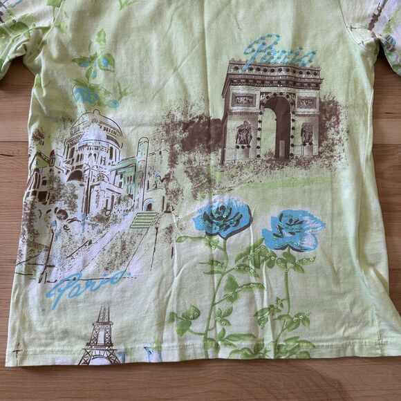Olsen Europe Euro Summer Sequined French Top Tee Paris Made in Greece 6/Medium - Picture 2 of 4